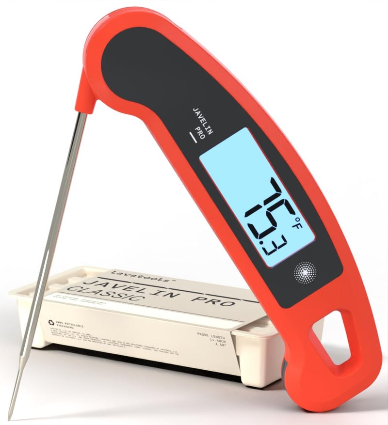 Lavatools JavelinÂ® PRO Classic Ultra-Fast 2-Second Professional Digital Instant Read Meat Thermometer for Grill and Cooking, Auto-Rotating Backlit Display, IP65 Water Resistant, NSF Certified â€“ Sambal - Image 1
